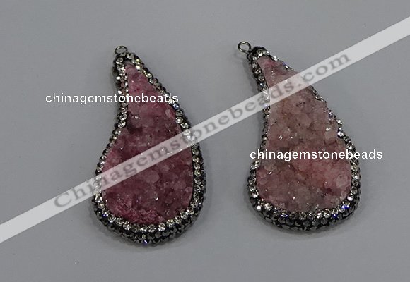 NGP4307 20*40mm - 25*50mm wing-shaped druzy quartz pendants