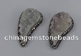 NGP4313 20*40mm - 25*50mm wing-shaped druzy quartz pendants