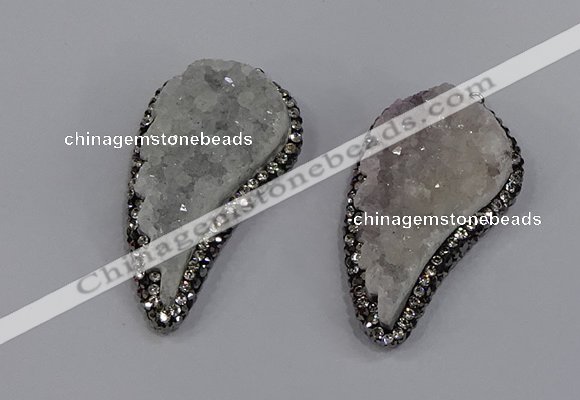 NGP4313 20*40mm - 25*50mm wing-shaped druzy quartz pendants