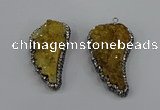 NGP4314 20*40mm - 25*50mm wing-shaped druzy quartz pendants