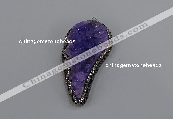 NGP4315 20*40mm - 25*50mm wing-shaped druzy quartz pendants