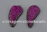 NGP4316 20*40mm - 25*50mm wing-shaped druzy quartz pendants