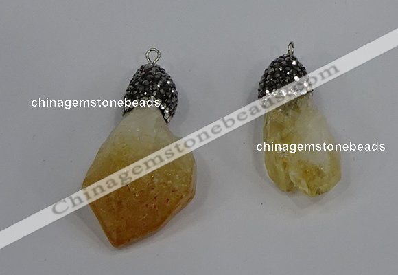 NGP4326 18*35mm - 20*40mm nuggets druzy citrine pendants