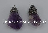 NGP4327 18*35mm - 20*40mm nuggets druzy amethyst pendants