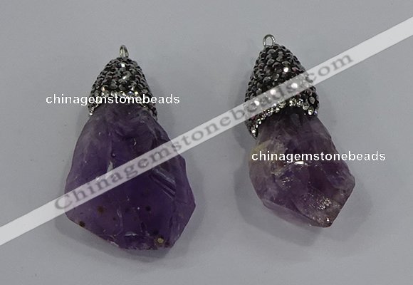 NGP4327 18*35mm - 20*40mm nuggets druzy amethyst pendants