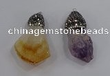 NGP4328 18*35mm - 20*40mm nuggets druzy amethyst & citrine pendants