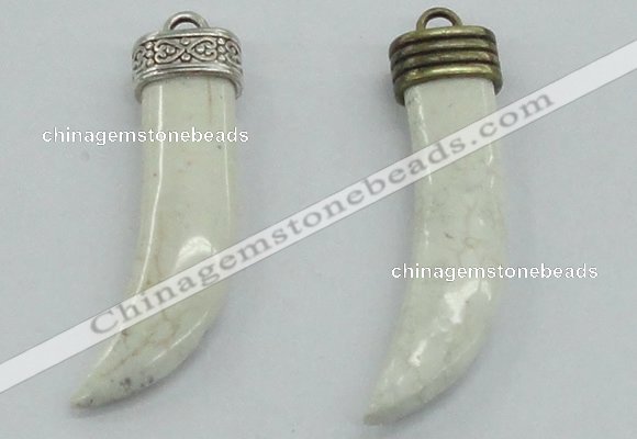 NGP4512 12*50mm - 12*55mm horn white turquoise pendants wholesale