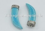 NGP4525 15*55mm - 15*60mm horn blue turquoise pendants wholesale