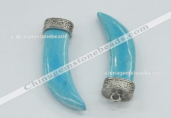 NGP4525 15*55mm - 15*60mm horn blue turquoise pendants wholesale