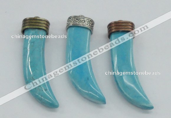 NGP4528 15*55mm - 15*60mm horn blue turquoise pendants wholesale