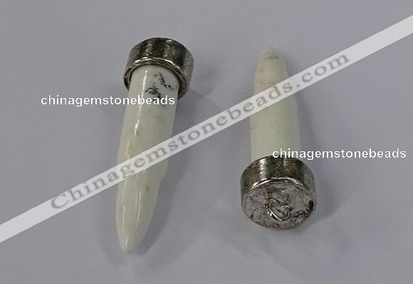 NGP4536 15*52mm bullet-shaped white howlite turquoise pendants