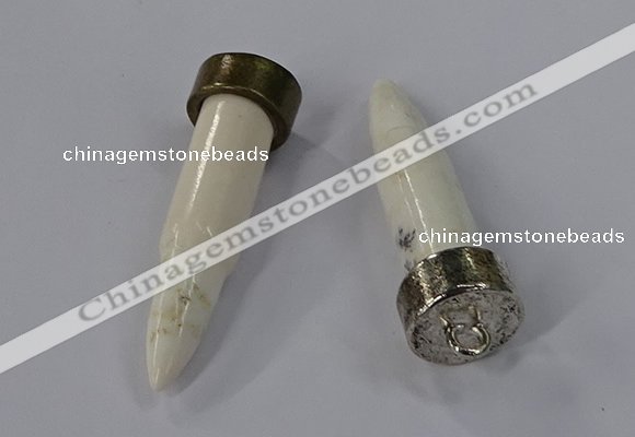 NGP4538 15*52mm bullet-shaped white howlite turquoise pendants