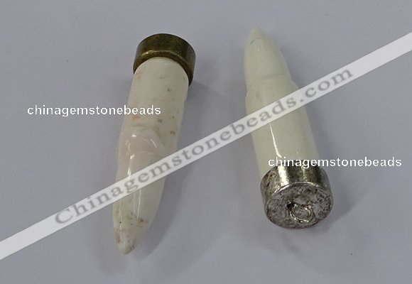 NGP4546 15*56mm bullet-shaped white howlite turquoise pendants