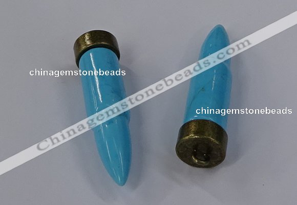 NGP4549 15*62mm bullet-shaped white howlite turquoise pendants