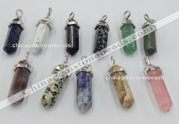 NGP5023 8*30mm sticks mixed gemstone pendants wholesale