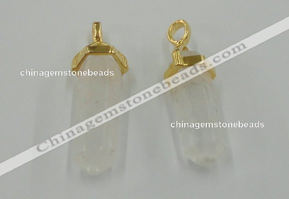 NGP5026 8*30mm sticks white crystal gemstone pendants wholesale