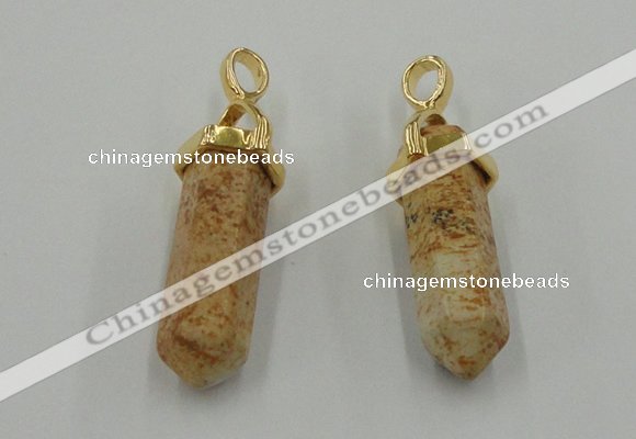 NGP5035 8*30mm sticks picture jasper pendants wholesale