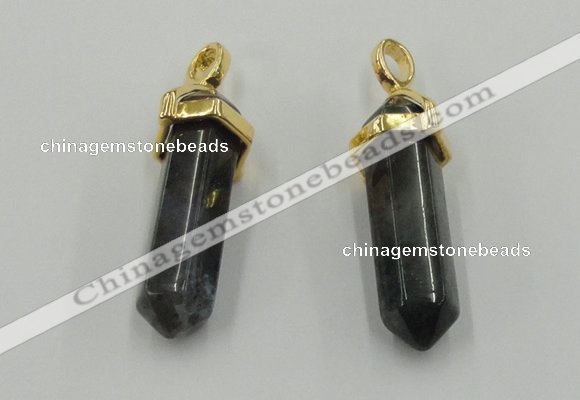 NGP5038 8*30mm sticks moss agate gemstone pendants wholesale