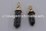 NGP5046 8*30mm sticks snowflake obsidian pendants wholesale