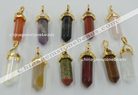NGP5047 8*30mm sticks mixed gemstone pendants wholesale