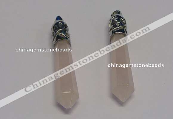 NGP5405 10*65mm sticks rose quartz gemstone pendants wholesale