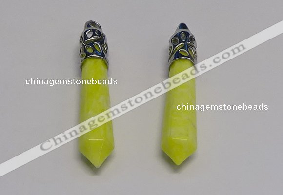 NGP5417 10*65mm sticks lemon jade gemstone pendants wholesale