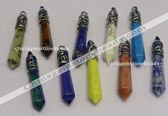 NGP5433 10*65mm sticks mixed gemstone pendants wholesale