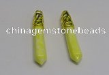 NGP5444 10*65mm sticks lemon jade gemstone pendants wholesale