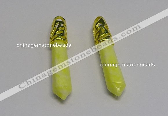NGP5444 10*65mm sticks lemon jade gemstone pendants wholesale