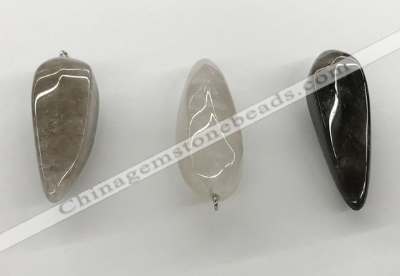 NGP5542 14*40mm - 23*58mm teardrop smoky quartz pendants