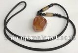 NGP5589 Agate nugget pendant with nylon cord necklace