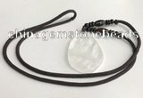 NGP5590 White crystal freeform pendant with nylon cord necklace