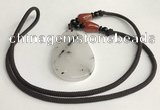 NGP5604 Black rutilated quartz teardrop pendant with nylon cord necklace