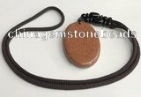 NGP5616 Goldstone oval pendant with nylon cord necklace