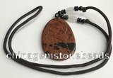 NGP5618 Mahogany obsidian flat teardrop pendant with nylon cord necklace