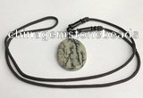 NGP5632 Jasper oval pendant with nylon cord necklace