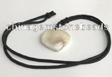 NGP5635 Shell flat teardrop pendant with nylon cord necklace