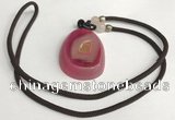 NGP5653 Agate flat teardrop pendant with nylon cord necklace