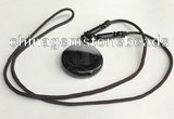 NGP5663 Agate flat round pendant with nylon cord necklace