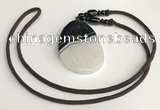 NGP5665 Agate flat teardrop pendant with nylon cord necklace