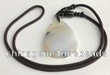 NGP5668 Agate flat teardrop pendant with nylon cord necklace