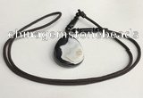 NGP5671 Agate flat teardrop pendant with nylon cord necklace