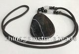 NGP5675 Agate flat teardrop pendant with nylon cord necklace