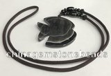 NGP5684 Agate fish pendant with nylon cord necklace