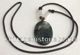 NGP5699 Agate oval pendant with nylon cord necklace