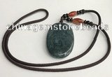 NGP5700 Agate oval pendant with nylon cord necklace