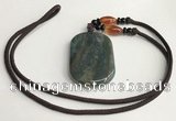 NGP5701 Agate oval pendant with nylon cord necklace