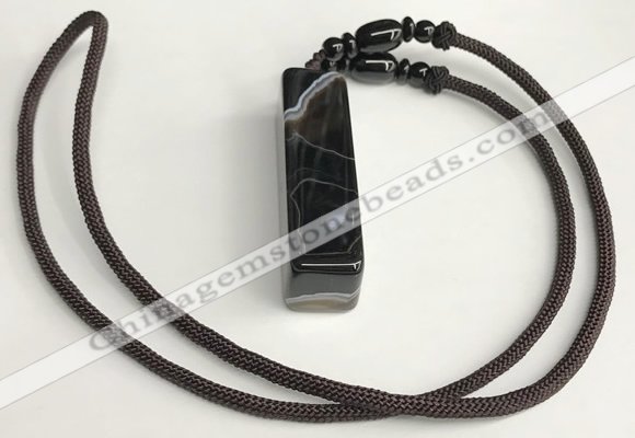 NGP5710 Agate cuboid pendant with nylon cord necklace