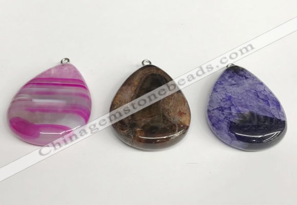 NGP5732 30*40mm flat teardrop agate pendants wholesale