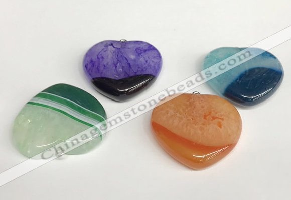 NGP5733 34*35mm heart agate gemstone pendants wholesale